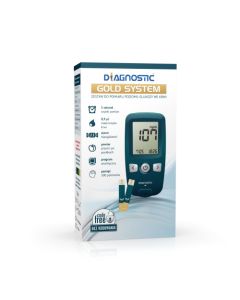 Diagnostic Gold System - Zestaw do pomiaru glukozy we krwi + 10 pasków + etui
