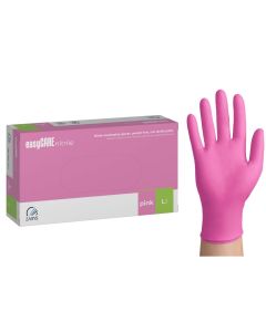 easyCARE - rękawice diagnostyczne nitrylowe bezpudrowe różowe - 100 sztuk - L