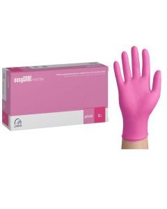 easyCARE - rękawice diagnostyczne nitrylowe bezpudrowe różowe - 100 sztuk - S