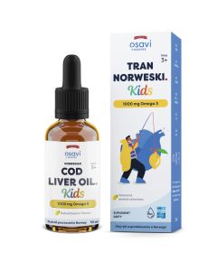 Osavi - Tran norweski dla dzieci 1000 mg Omega-3 smak cytrynowy - 50 ml