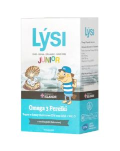 Lysi Junior Omega 3 Perełki o smaku gumy balonowej - 60 kapsułek