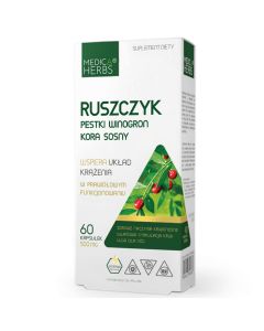 Medica Herbs Ruszczyk Pestki winogron Kora sosny - 60 kapsułek 
