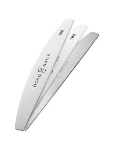 Ocho Nails pilnik półksiężyc metalowy rdzeń + papierki 100/180 - 20 sztuk