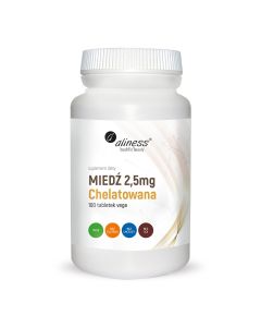 Aliness - Miedź chelatowana 2,5 mg - Diglicynian miedzi - 100 tabletek