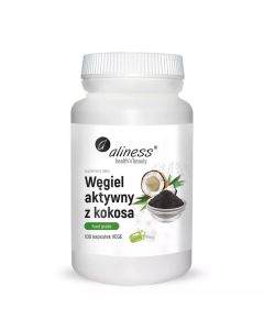 Aliness - Węgiel aktywny z kokosa Food Grade 300 mg - 100 kapsułek