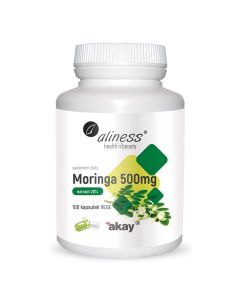 Aliness Moringa Ekstrakt 20% 500mg - Antyoksydanty i Witaminy - 100 vege kapsułek