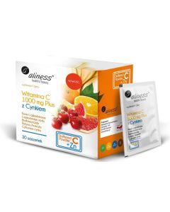 Aliness Witamina C 1000 mg z CYNKIEM PLUS bioflaw, rutyna, acer. x 30 saszetek