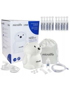 Inhalator Microlife NEB 400  + Sól fizjologiczna Gilbert NaCl 0,9% x 10 szt - GRATIS!