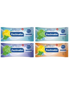 Chusteczki antybakteryjne Freshmaker o zapachu limonki lub cytryny - 15 sztuk
