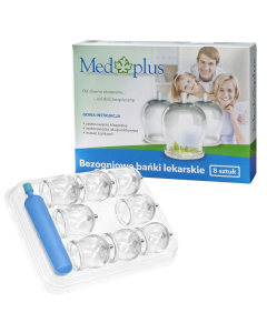 Bańki bezogniowe Med Plus - 8 szt. + Pompka ergonomiczna