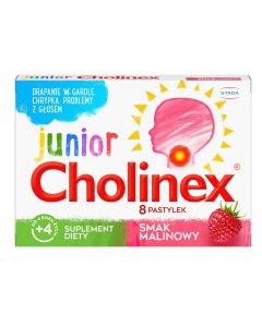 STADA PHARM CHOLINEX JUNIOR malinowy, 8 pastylek do ssania