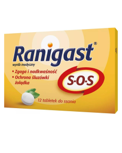 Tabletki do ssania na zgagę - Ranigast S-O-S - 12 tabletek