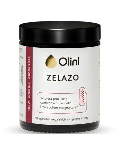 Żelazo z witaminą C, laktoferyną i kwasem foliowym Olini 60 kaps.