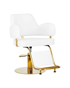 Fotel fryzjerski Gabbiano Linz NQ - złota podstawa - Biały