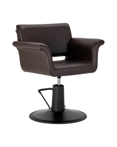 Fotel fryzjerski Gabbiano Lucca z czarną podstawą - Brązowy
