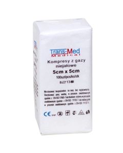 Kompresy gazowe niejałowe Trans-Med, 13-nitkowe, 100 szt.-5cm x 5cm