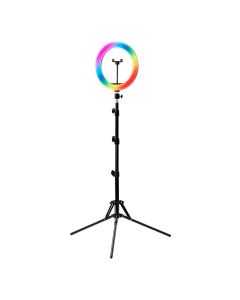 GLOW lampa pierścieniowa ring 10"" RGB bsc ze statywem 10W