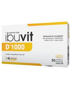 Ibuvit D 1000, witamina D dla dzieci powyżej 4 roku, młodzieży i dorosłych, 30 kapsułek twist off