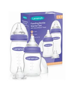 Zestaw startowy - Butelki do karmienia ze smoczkami NaturalWave Lansinoh 160 ml + 240 ml 