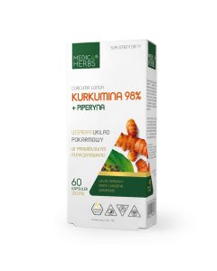 Medica Herbs Kurkumina 98% + piperyna - 60 kapsułek