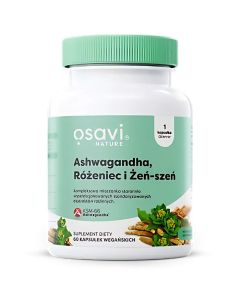 Osavi Ashwagandha + Różeniec i Żeń-szeń - Ashwagandha + Różeniec i Żeń-szeń - 60 vegan capsules
