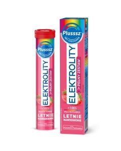 POLSKI LEK Plusssz Elektrolity + 100% Multiwitamina Poziomka & Truskawka 