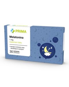 Prima Melatonina 1 mg – 30 tabletek | Regulacja snu i rytmu dobowego