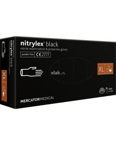 Rękawiczki Nitrylowe bezpudrowe - NITRYLEX PF - Czarne - XL