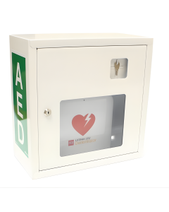 Szafka metalowa na defibrylator AED biała na kluczyk