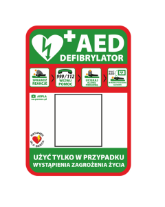Tablica informacyjna AED pod szafkę AIVIA zewnętrzna