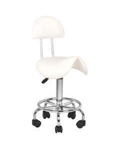 Taboret kosmetyczny 6001 Activeshop biały z oparciem