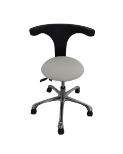 Taboret kosmetyczny MEDIZIO biały z oparciem U