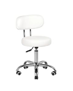 Taboret kosmetyczny do pedicure Activeshop A-007 z oparciem - Biały