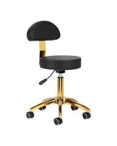 Taboret kosmetyczny Activeshop AM-304G z oparciem złoto - czarny