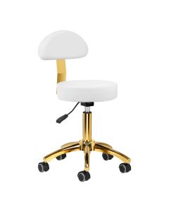 Taboret kosmetyczny Activeshop AM-304G z oparciem złoto - biały