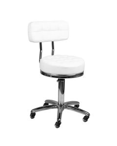 Taboret kosmetyczny Activeshop AM-877 z oparciem - Biały