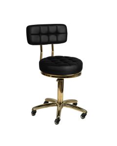 Taboret kosmetyczny Activeshop Gold AM-961 z oparciem - Czarny