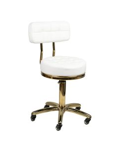 Taboret kosmetyczny Activeshop Gold AM-961 z oparciem - Biały