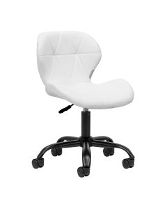 Taboret kosmetyczny Activeshop QS-06B z oparciem - biały