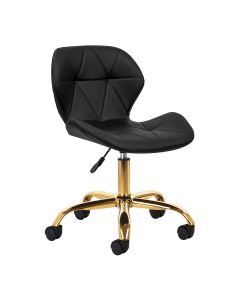 Taboret kosmetyczny Activeshop QS-06G z oparciem złoto - czarny