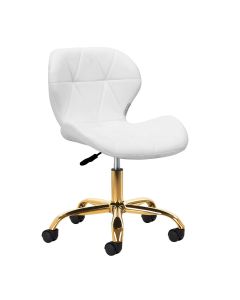 Taboret kosmetyczny Activeshop QS-06G z oparciem złoto - biały