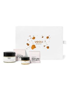 Veoli Botanica Zestaw Goodnight Skin - Krem do twarzy na noc z ochroną lipidową Second Skin + Skoncentrowany Balsam pod oczy Keep An Eye On It Anti-Aging Eye Cream