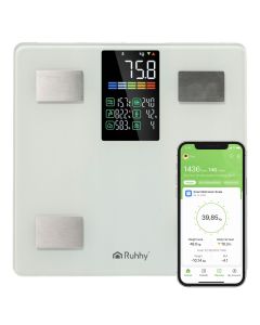 Waga łazienkowa z analizą składu ciała LCD Ruhhy - Biała