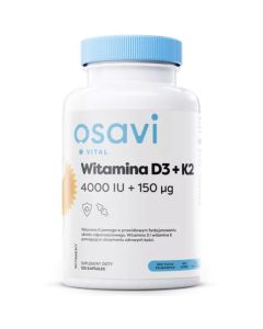 Osavi Witamina D3 + K2, 4000IU + 150mcg -120 softgels