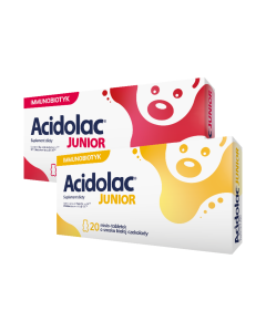 Zestaw Acidolac Junior na wzmocnienie odporności Twojego dziecka - 2 x 20 tabletek - dwa smaki