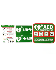 Zestaw oznakowania AED Classic ADPLA - komplet tablic informacyjnych