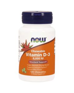 Now Foods Vitamin D-3 5000 IU - Wzmocnienie odporności - 120 tabletek do ssania