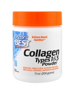 Doctor's Best Collagen Types 1&3 powder - Włosy, skóra, paznokcie, 200g