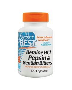 Doctor's Best Betaine Hcl Pepsin & Gentian Bitters - 120 kaps.