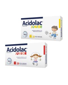 Zestaw Acidolac Junior na wzmocnienie odporności Twojego dziecka - 2 x 20 tabletek - dwa smaki